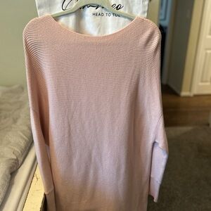 Off Shoulder Long Sleeve Pink Dress